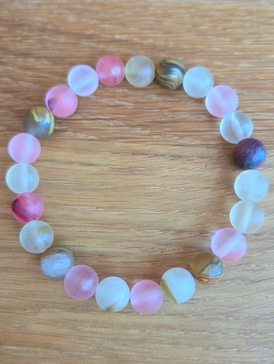 Hand Crafted Jewelry - Cherry Quartz Beads Bracelet, Stretch, Hand Crafted
